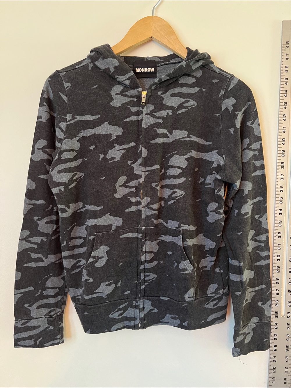 Monrow Black & Gray Camouflage Zip Hoodie